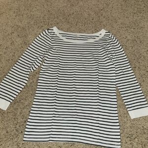 J. Crew Navy and White Striped Boatneck Top